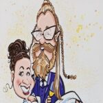 Caricature of just married couple