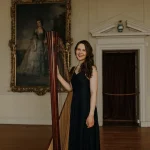 Wedding harpist inside stately home
