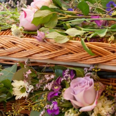 Wildflowers on Wicker Casket - The Good Funeral Guide - Moonflower Ceremonies